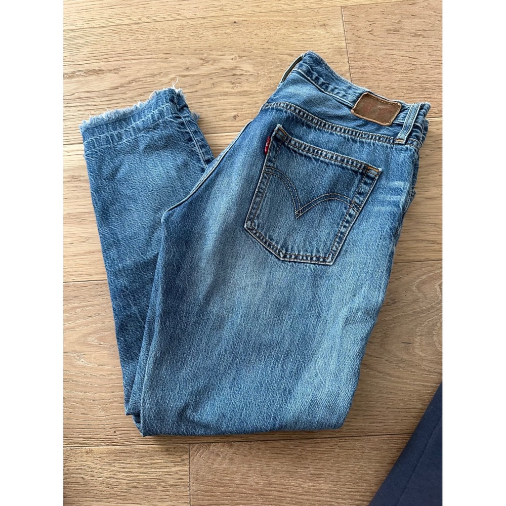 Vtg Levi's 501 CT Rolling Fog W26 L32 Distressed Tapered Boyfriend Jeans‎